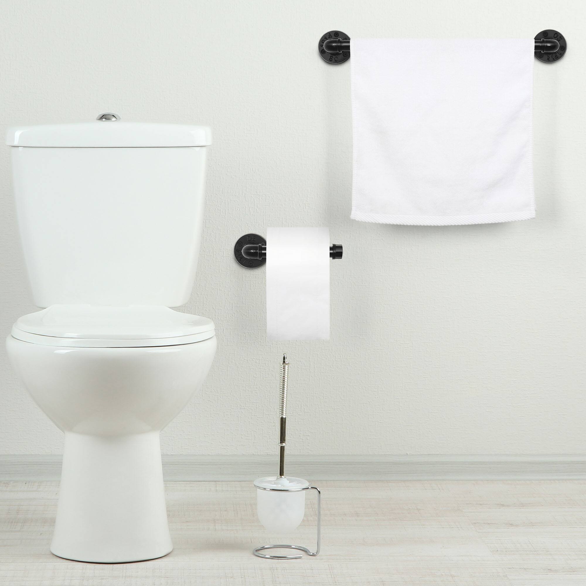 NEX™ 7-Piece Black Wall-Mounted Toilet Paper Roll Holder Set